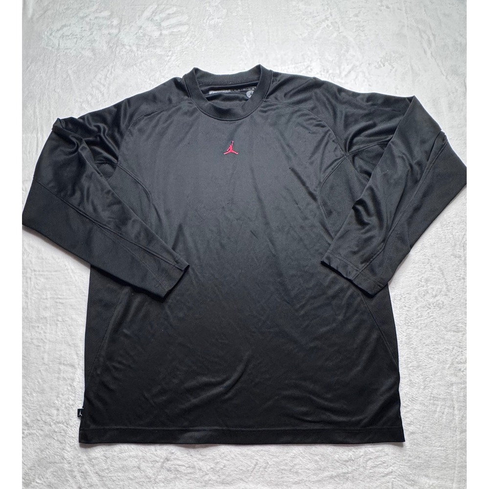 Jordan Mens XXL Black Long Sleeve Training Shirt Jumpman Polyester Gym Active